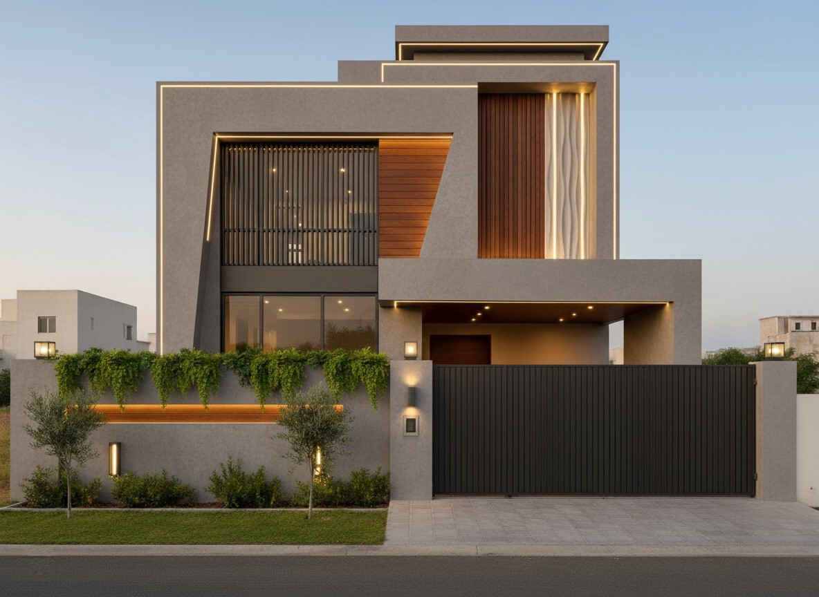 Modern 3D Elevation Proposal with a charcoal grand finish.