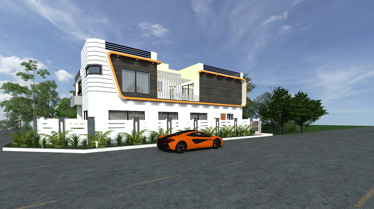 3D Render of a constructed Modern House